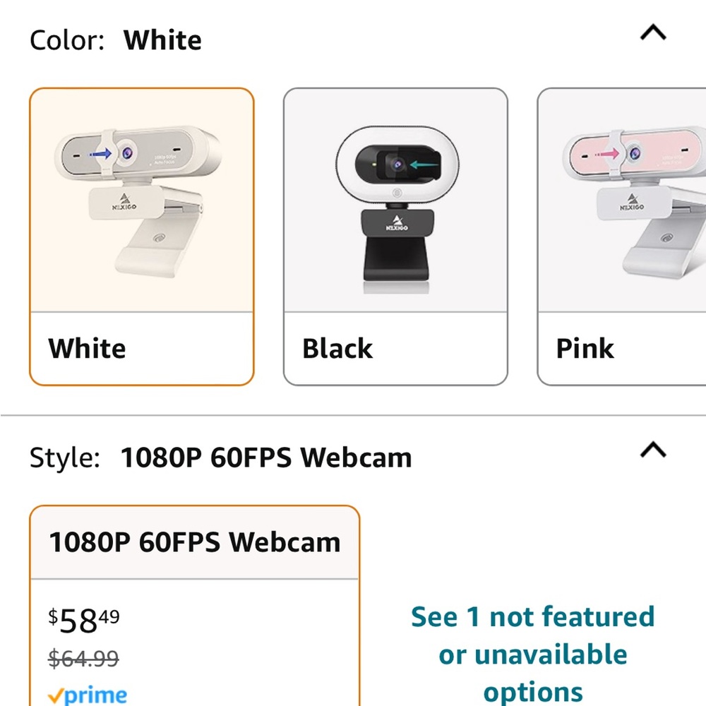 Full HD 1080P White Webcam - Picture 2 of 7
